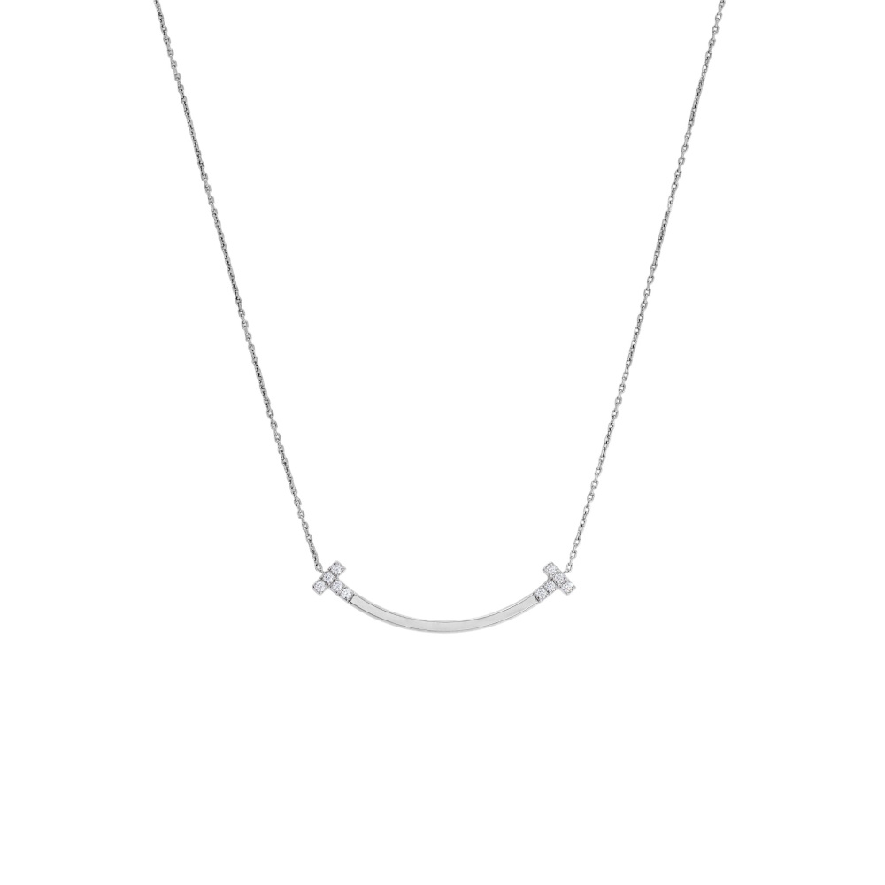 Tiffany & Co. Tiffany T Smile Necklace 18K White Gold Diamond 74957293