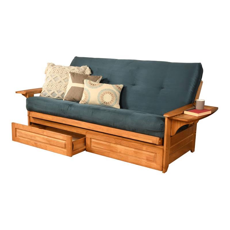 Kodiak Phoenix Frame-Butternut Finish-Suede Navy Mattress-Storage Drawers