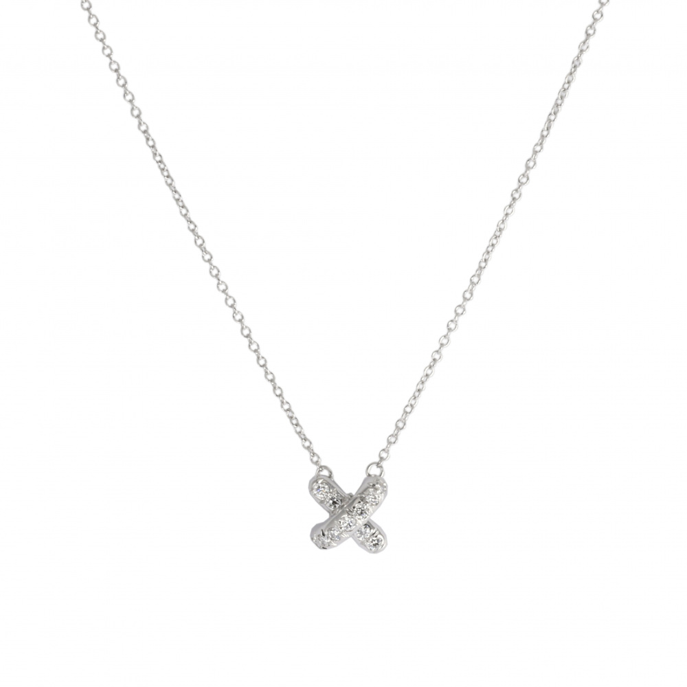 Tiffany & Co. Tiffany Cross-stitch PT950 Necklace Platinum Diamond