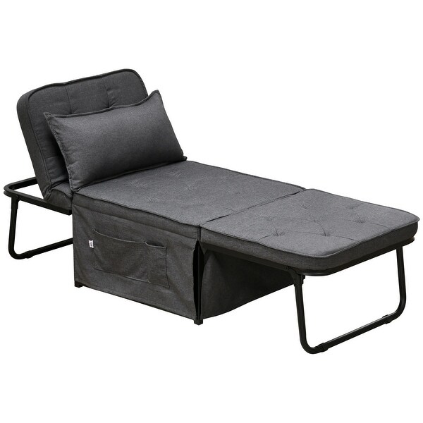 HOMCOM Ottoman Sofa Bed,4 in 1 MultiFunction Button Tufted Folding Sleeper Chair Bed with Adjustable Backrest,Black
