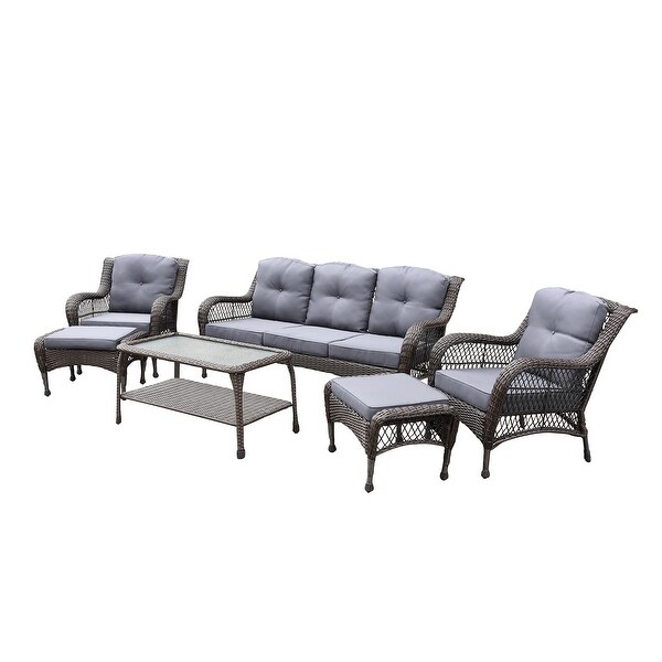 6piece Resin Wicker Patio Furniture Conversation Set with High Back