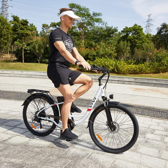 26″ Electric Cruiser Bike,350W Electric Bike/City Ebike with Removable 36V 8Ah Lithium-ion Battery,Shimano 7 Speed Commuter Electric Bicycles,20MPH & 50 Mile Range Adult Electric Bikes