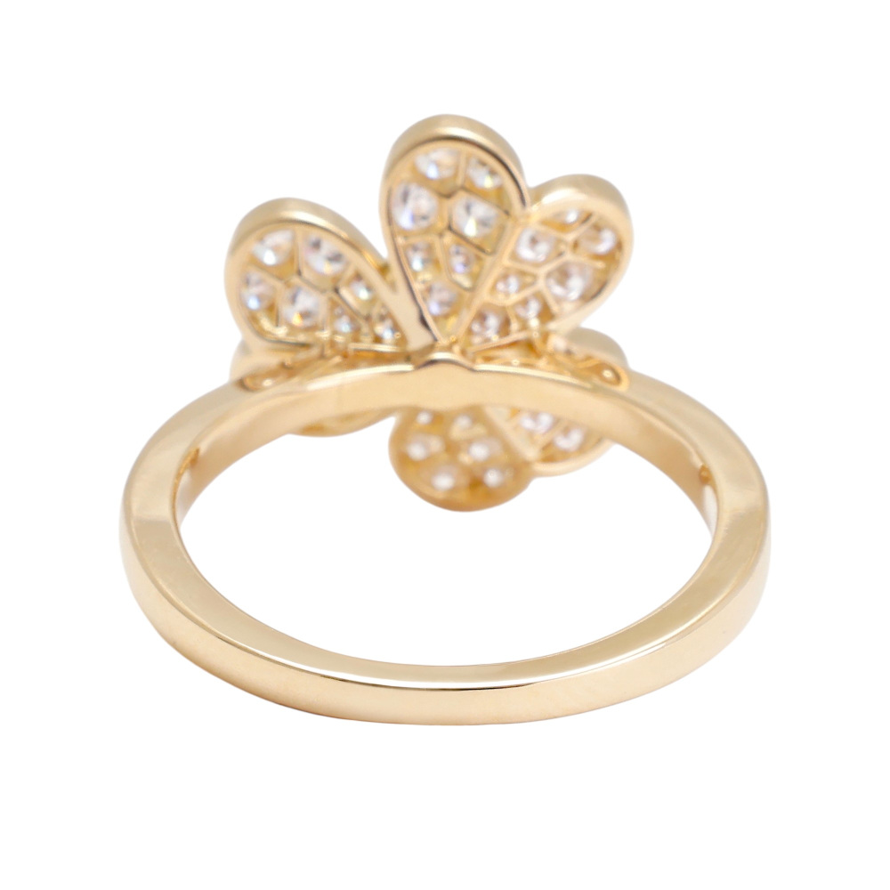 Van Cleef & Arpels Frivole 1 Flower Ring 18K Yellow Gold Diamond VCARPJMQ00