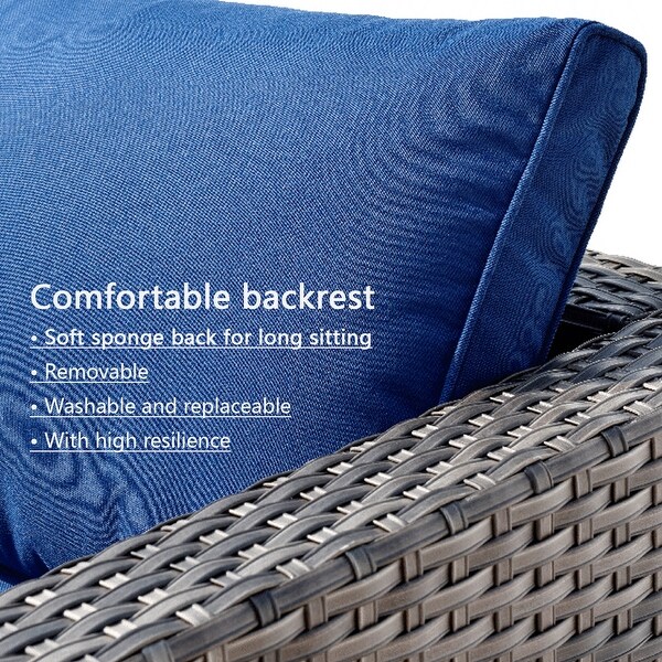 OVIOS Patio Furniture Deep Seat Wicker 9piece Set