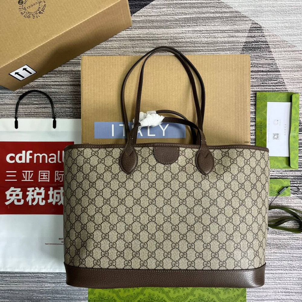 Gucci Ophidia GG Supreme Shoulder Tote Beige/Ebony 38.5cm/15.2in