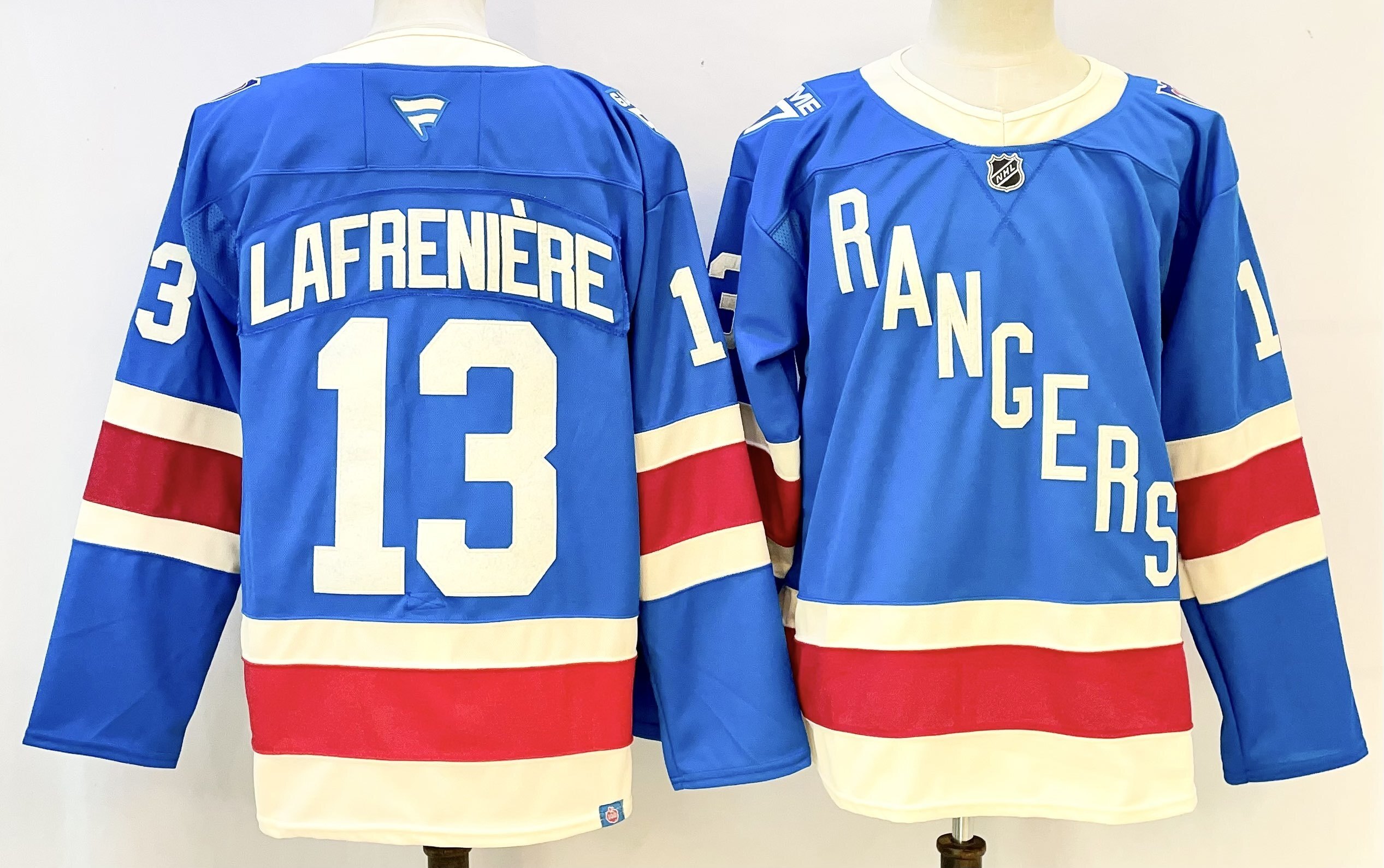 Men's New York Rangers Alexis Lafreniere #13 Fanatics Blue Centennial Breakaway Jersey