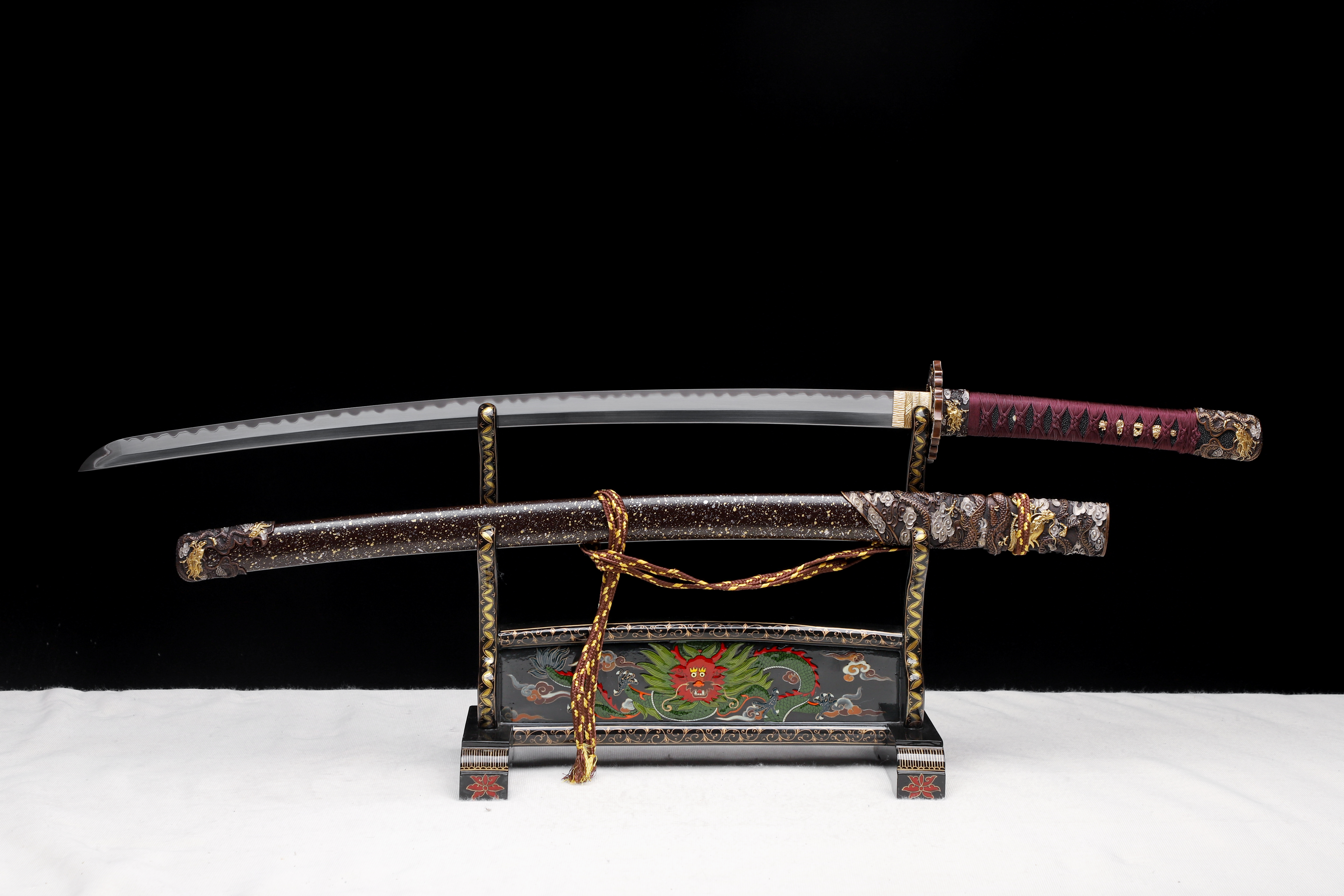 Handmade Japanese Katana Go-Mai Blade Galaxy Dragon Full Tang