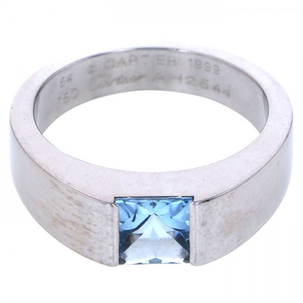 Cartier Tank Ring K18WG White Gold Ring Aquamarine