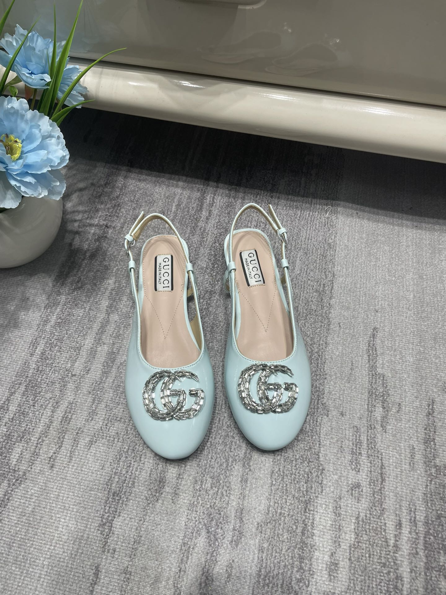 Gucci Women’S Ballerina With Double G Pale Green 762765 Bnc00 3401