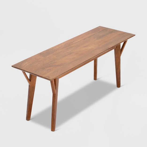 Stratford Mid century Entryway Bench Walnut Brown Finch