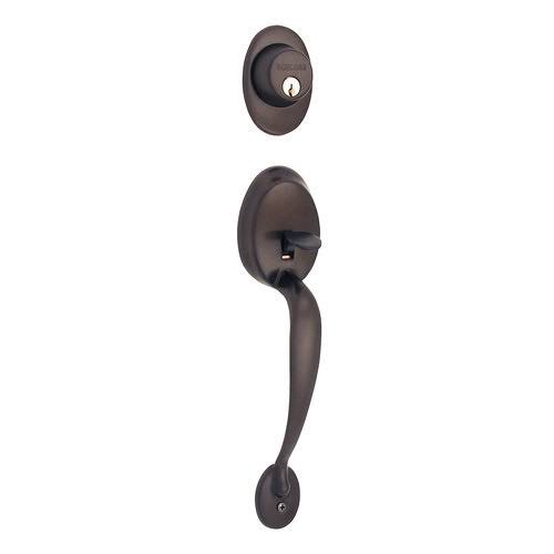 Schlage F62PLY619FLARH Plymouth with Flair Right Hand Double Cylinder Handleset and TRIM, Satin Nickel