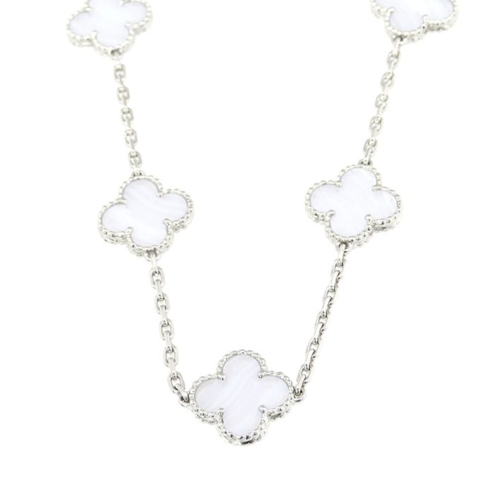 Van Cleef & Arpels Vintage Alhambra Necklace 20 Motifs 18K White Gold