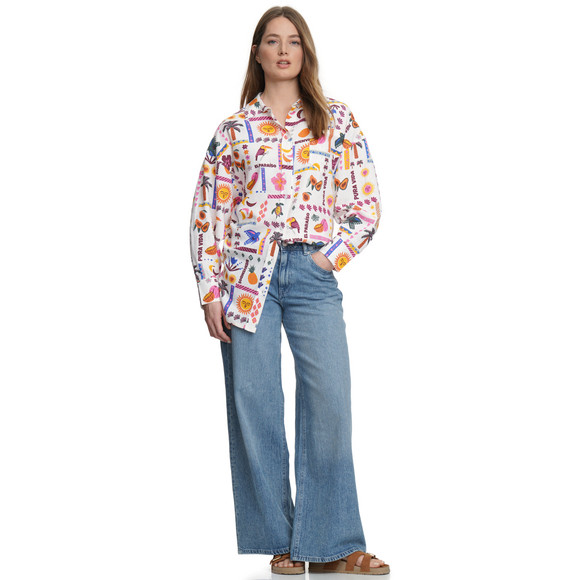 Jonas Nielsen Damen Leinen-Bluse mit Allover-Print