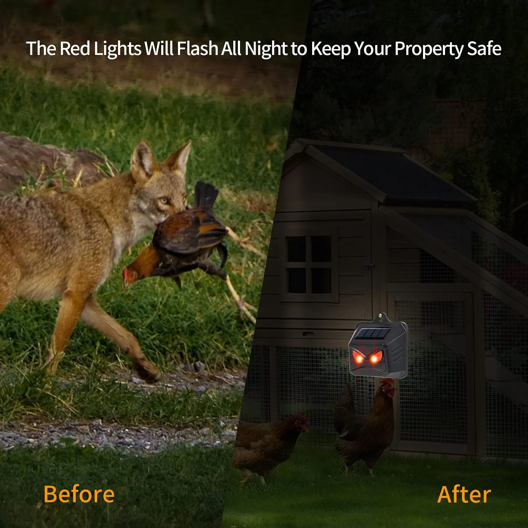 4 Pack Solar Nocturnal Red LED Lights Animal Repeller