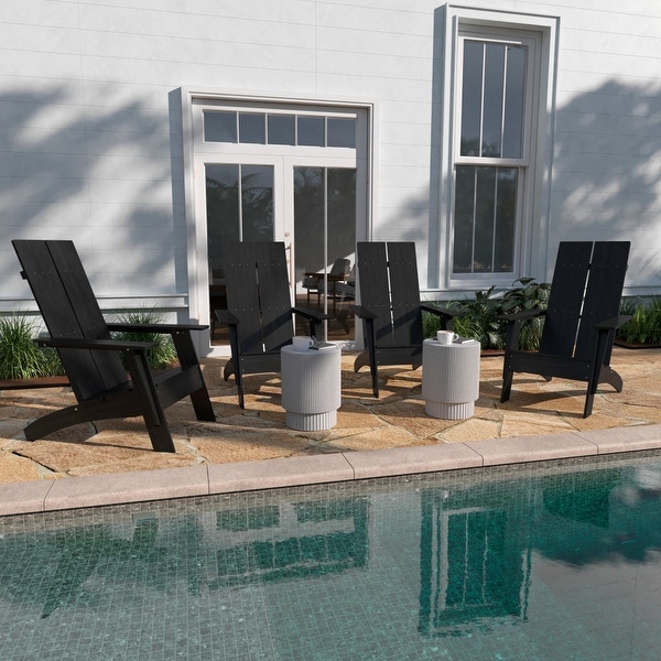 Modern Dual Slat Back Adirondack Style Chairs,Set of 4