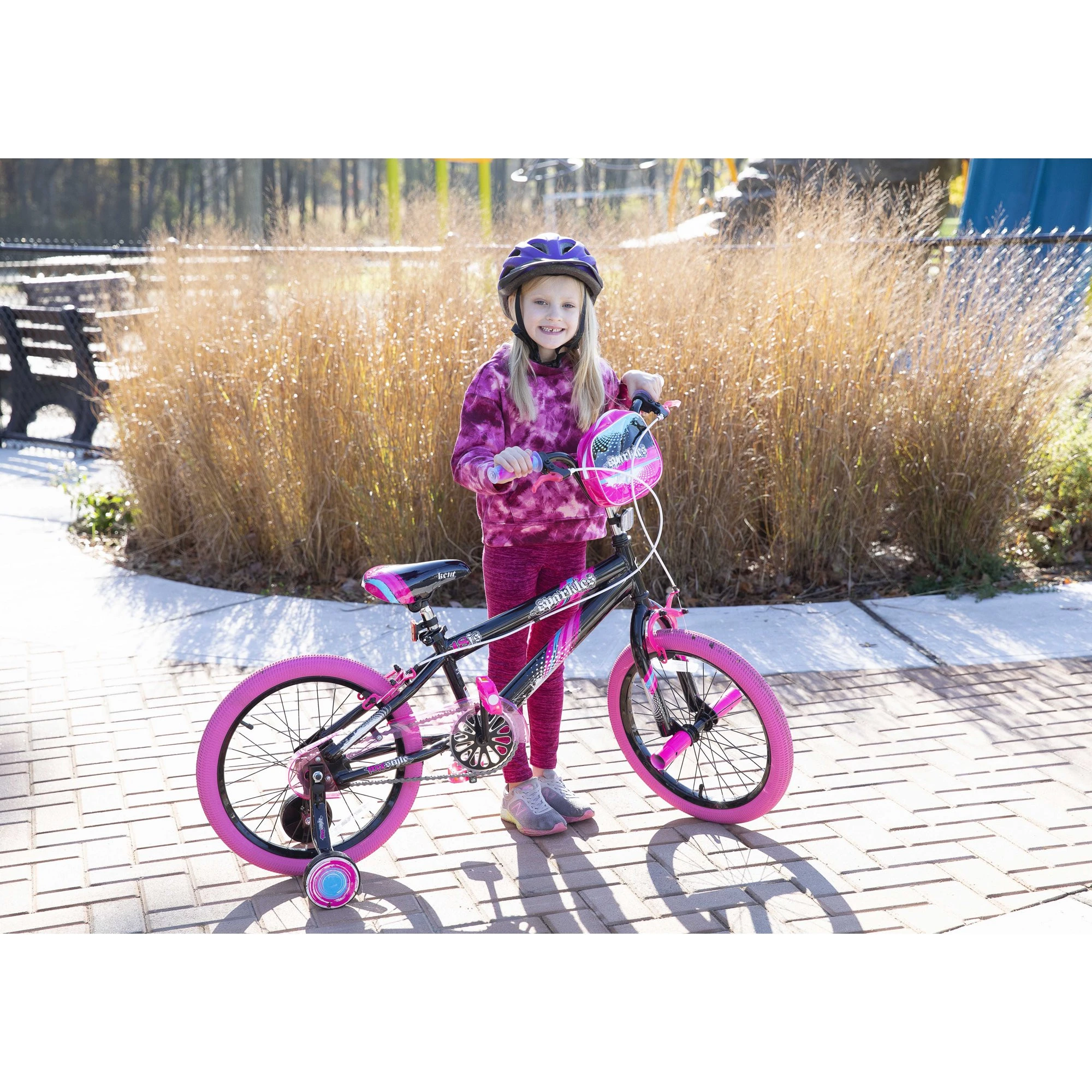 Kent 18 In. Sparkles Girl's Bike, Black and Pink