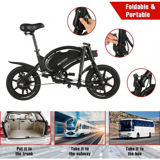 500W Electric Bike Electric Commuter Bike, APP Control Folding Ebike 14” Electric Bicycle, 20MPH Adults/Teens City Ebike and Removable 48V 7.5Ah Battery
