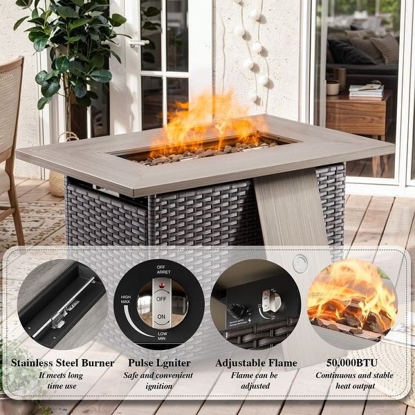 Patio Furniture Set with Propane Gas Fire Pit Table
