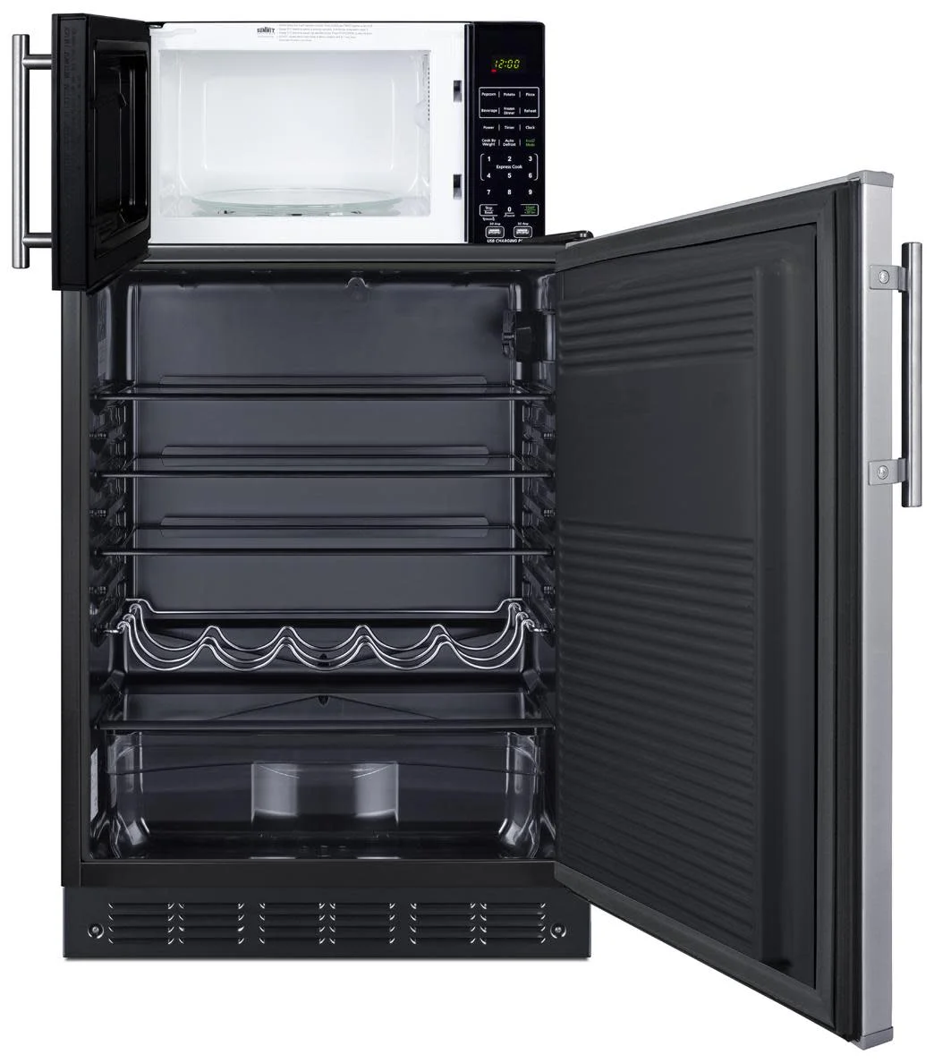 Summit MRF708BLSSA Microwave & Refrigerator Combination with Allocator