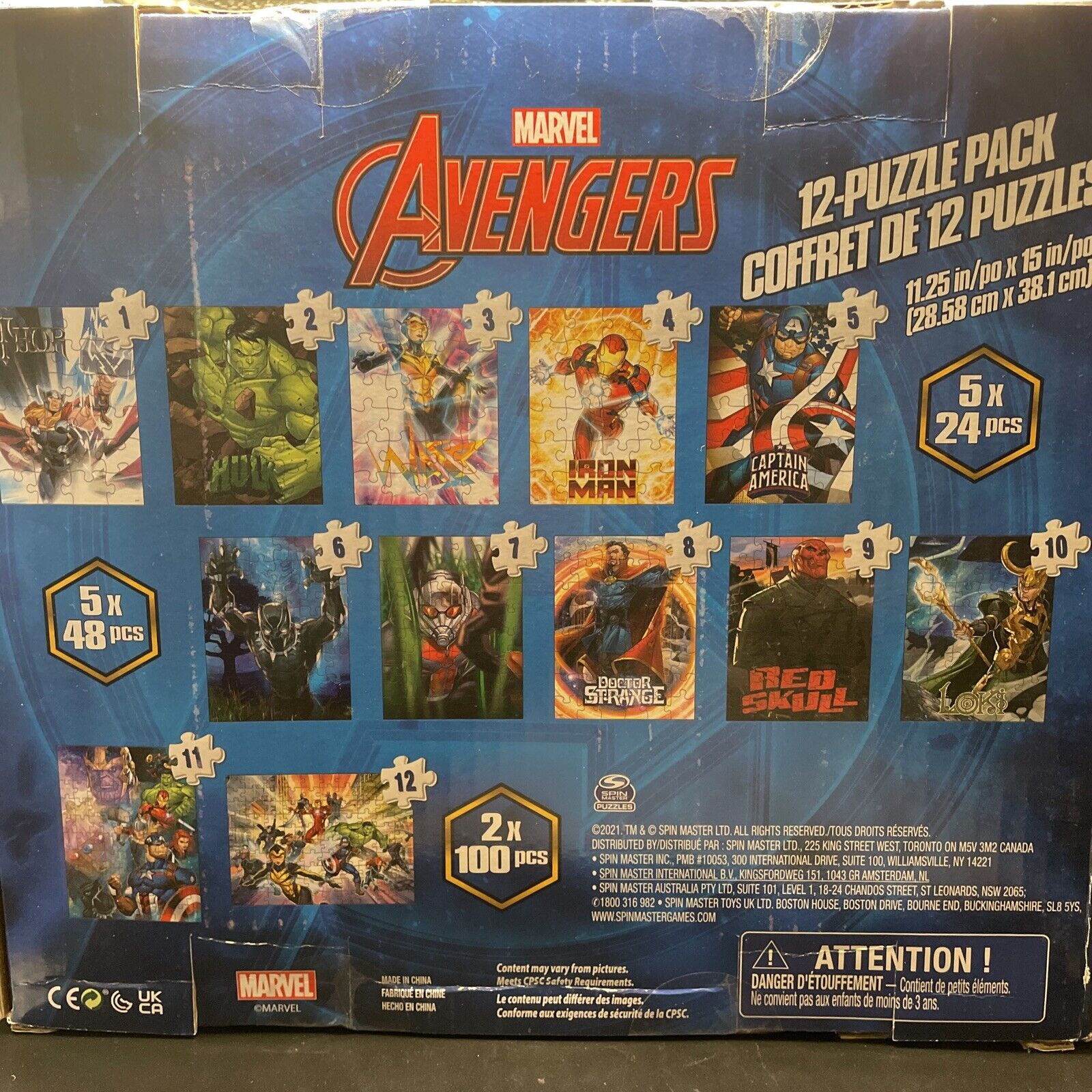 Marvel Avengers 12 Jigsaw Puzzle Pack.