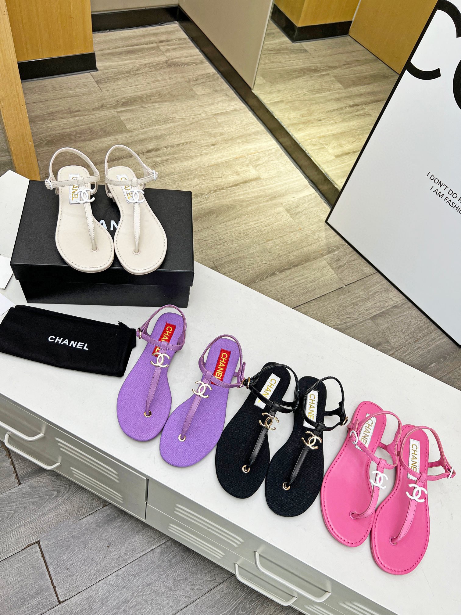 Chanel Sandals Ivory Pink G40018 X01000 0T247