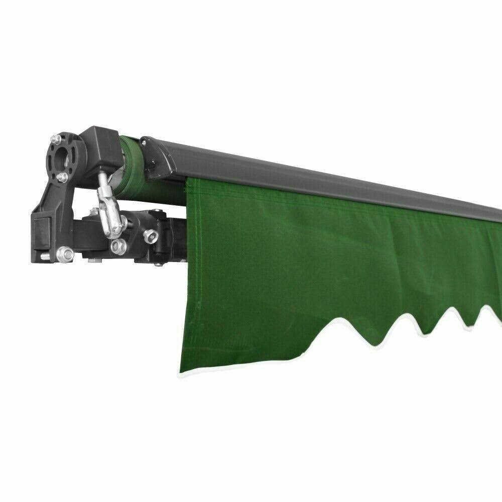 Aleko AB12X10GREEN39 12 x 10 ft. Black Frame Retractable Home Patio Canopy Awning Green