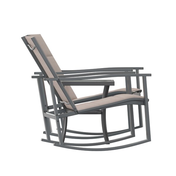 3 Piece AllWeather Rocking Chairs and Glass Top Table Bistro Set