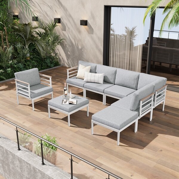 Pellebant Conversation Sectional Set Aluminum Sofa with Cushion