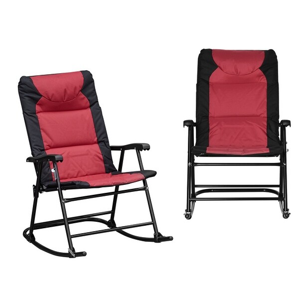 Outsunny Folding Rocking Chair Set with Padded Seat and Back,Pillow