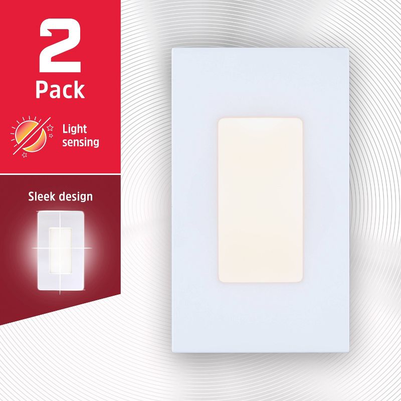 Energizer 2pk Slimline Coverlite Light Sensing LED Nightlights White