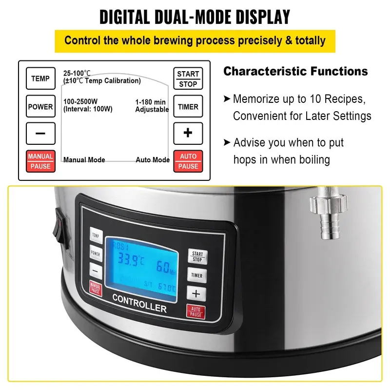VEVOR All-in-One Electric Brewing System – 35L Home Beer Brewery with Integrated Pump & Temperature Control