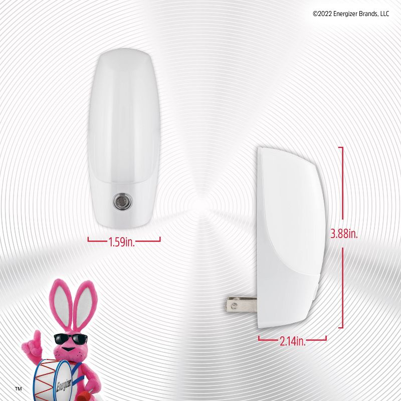 Energizer 2pk LED Automatic Plug In Nightlights: Wall Plug Night Light for Bathroom, ETL Listed, 30,000 Hour Bulb Life
