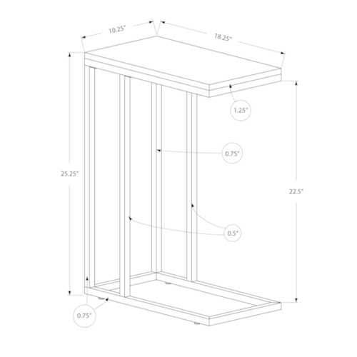 18.25x22 x 10.25x22 x 25.25x22 Taupeblack Particle Board Metal Accent Table