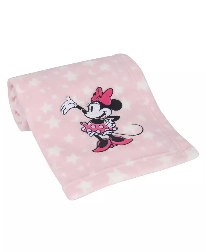Lambs and Ivy Disney Baby Minnie Mouse Stars Pink Soft Fleece Baby Blanket