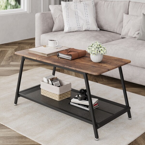 Coffee Table Industrial Center Table with adjustable feet,L39.3*W19.6*H18.1