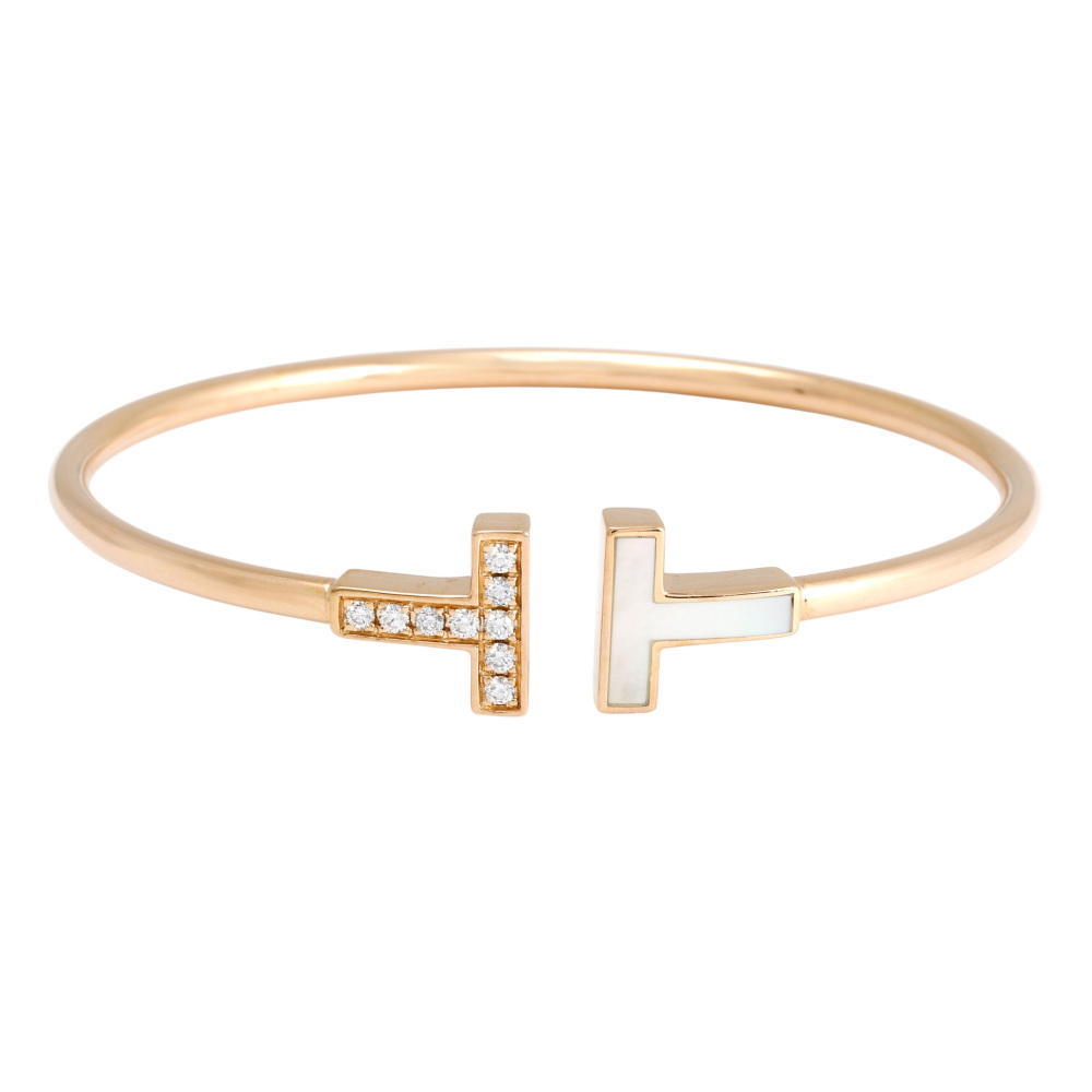 Tiffany & Co. Tiffany T Wire Diamond Shell Bracelet 18K Rose Gold 64028588