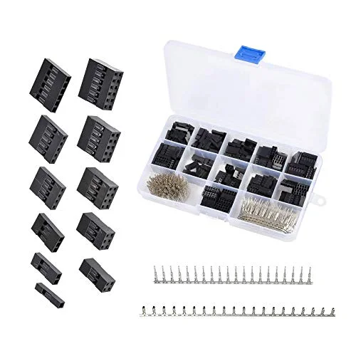 WOWOONE 620pcs 2.54mm Pitch 1/2/3/4/5/6 Pin JST SM Housing Dupont Connector Kit and 2.54 mm JST XH Male/Female Crimp Pins Adaptor Assortment Kit
