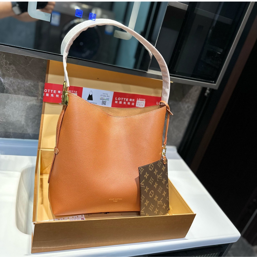 Louis Vuitton Low Key Hobo Bag With Gold Hardware In Cognac 43Cm M24974