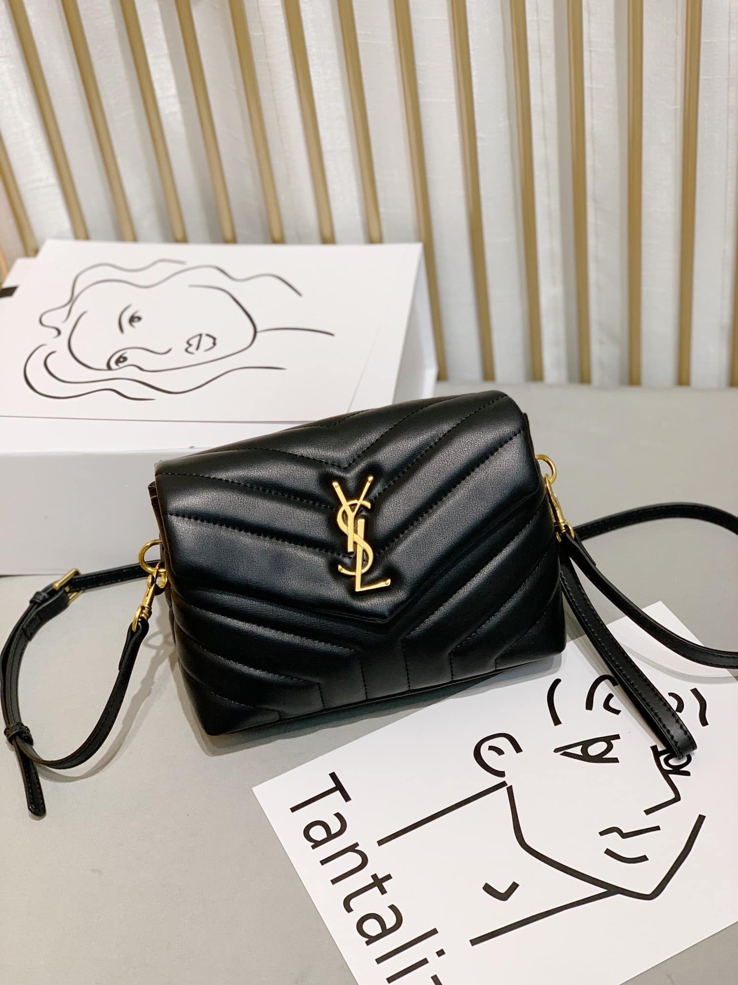 Saint Laurent Loulou Toy Strap Bag In Quilted Y Leather Black