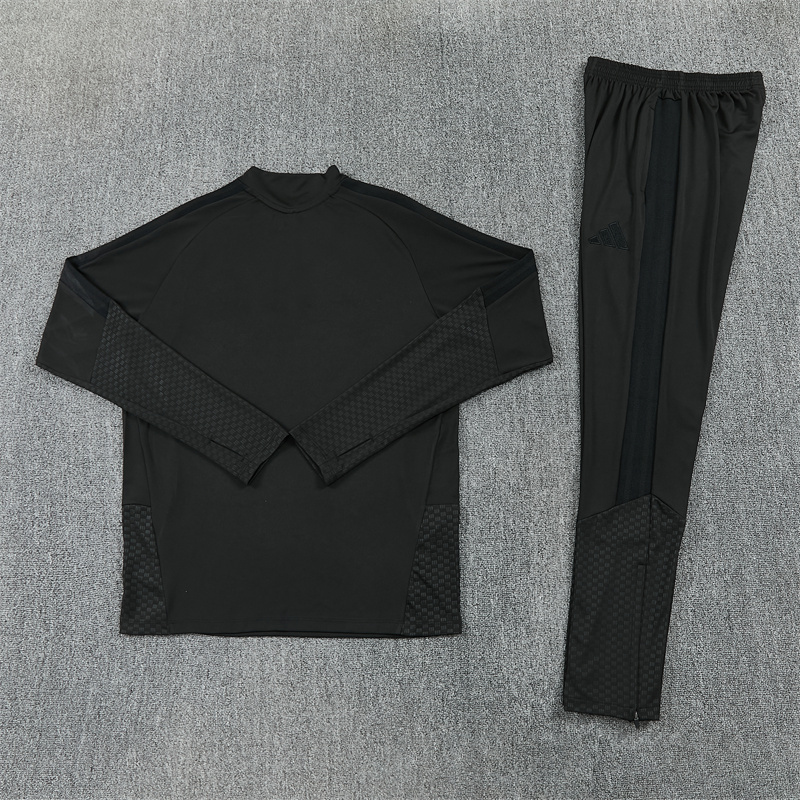 Adult / Kids 2627 Real Madrid Half Zipper Training Suit (All Black)