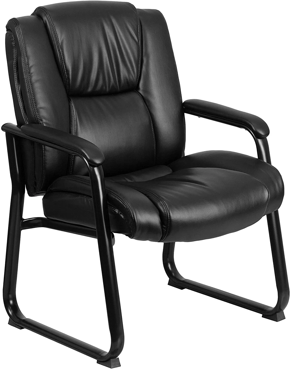 TJUNBOLIFE Reception Chairs | Black LeatherSoft Side Chairs for Reception and Office