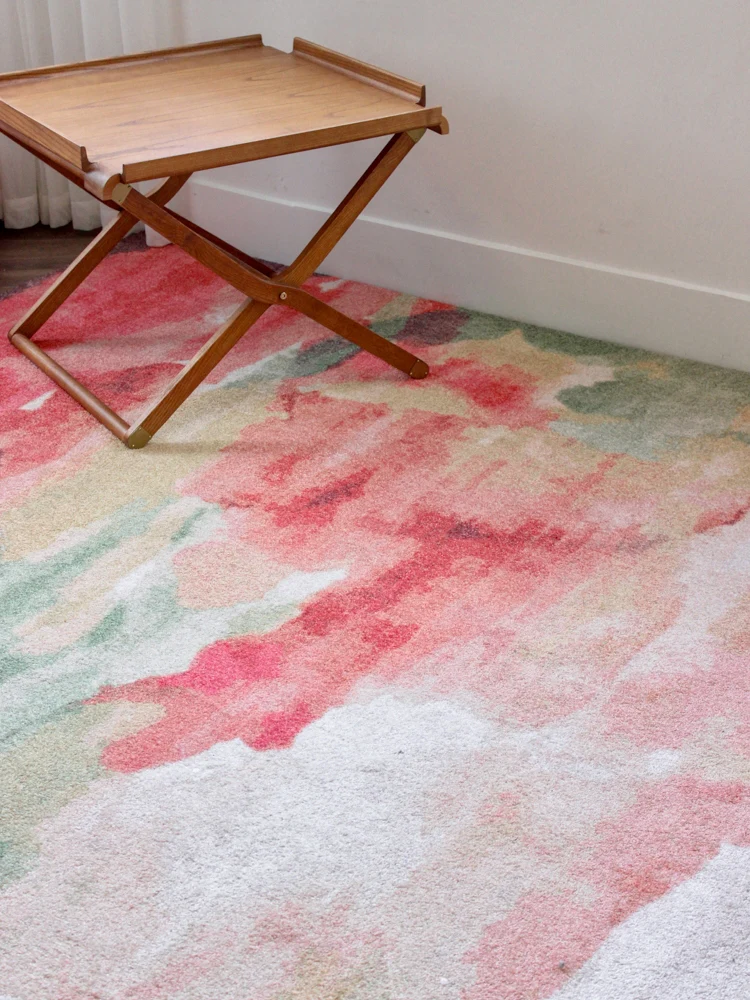 CP026 - Peony Ink Carpet Watercolor Gradient Living Room Coffee Table Mat Bedroom Bedside Carpet American ins