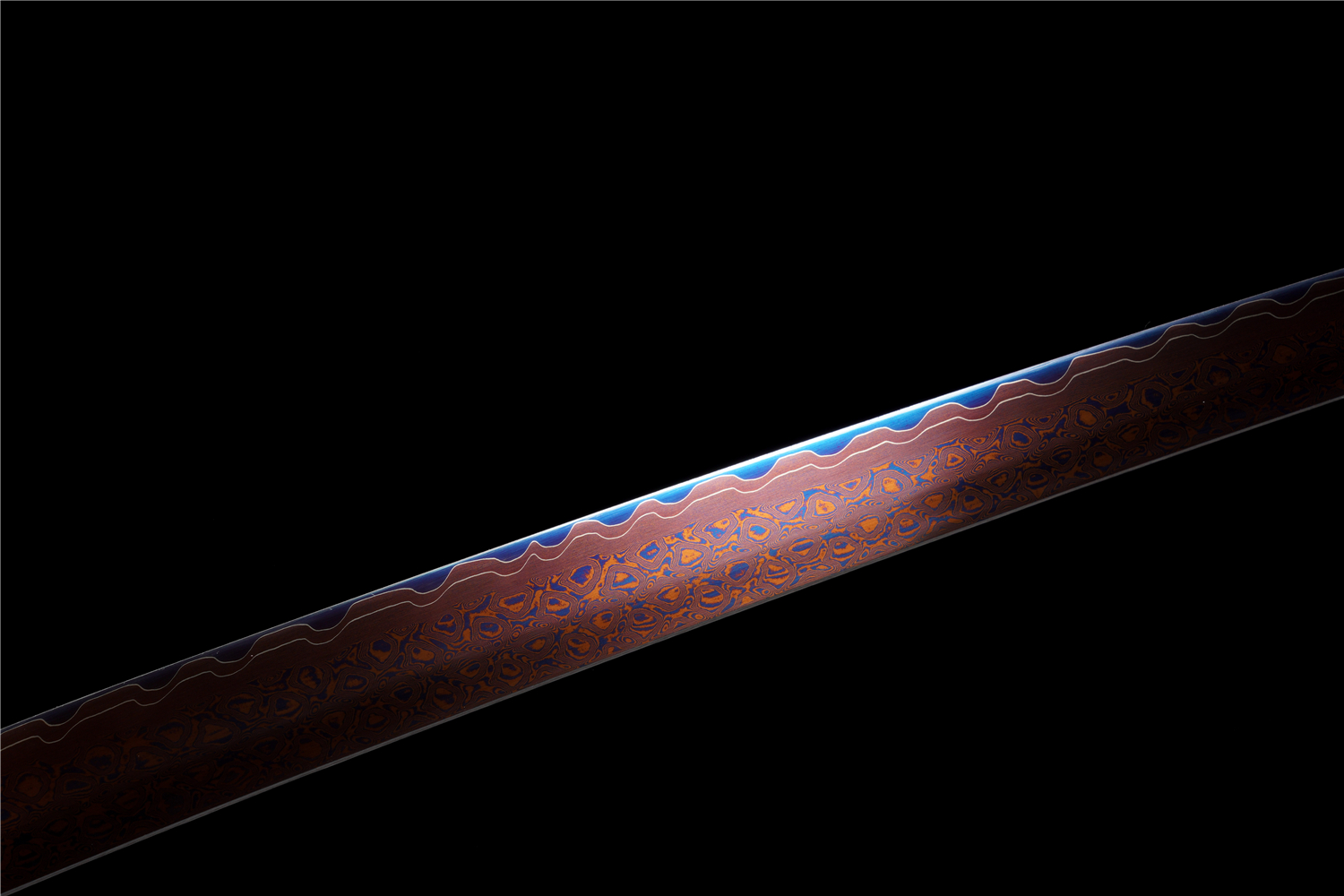 Handmade Katana Damascus Sanmai Blue Blade Dragon Scale Tsuba Full Tang