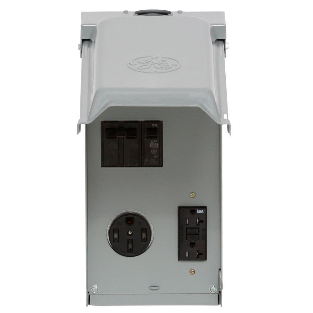 RV Panel with 50 Amp RV Receptacle and 20 Amp GFCI Receptacle