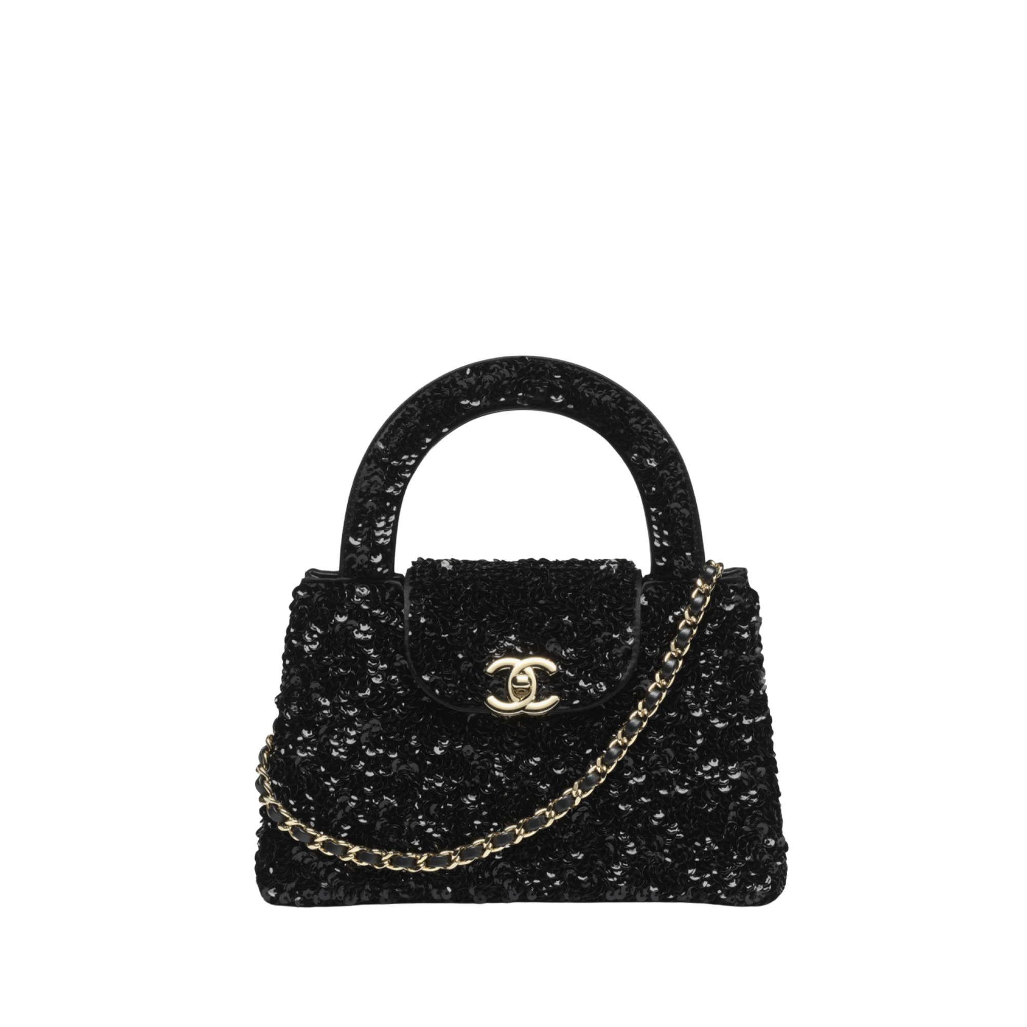 Chanel Mini Sequin Handbag Black 19cm/7.5in