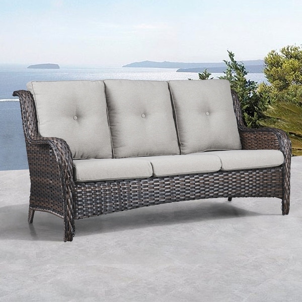 Outdoor Patio Rattan 3Seat Sofa with Cushion