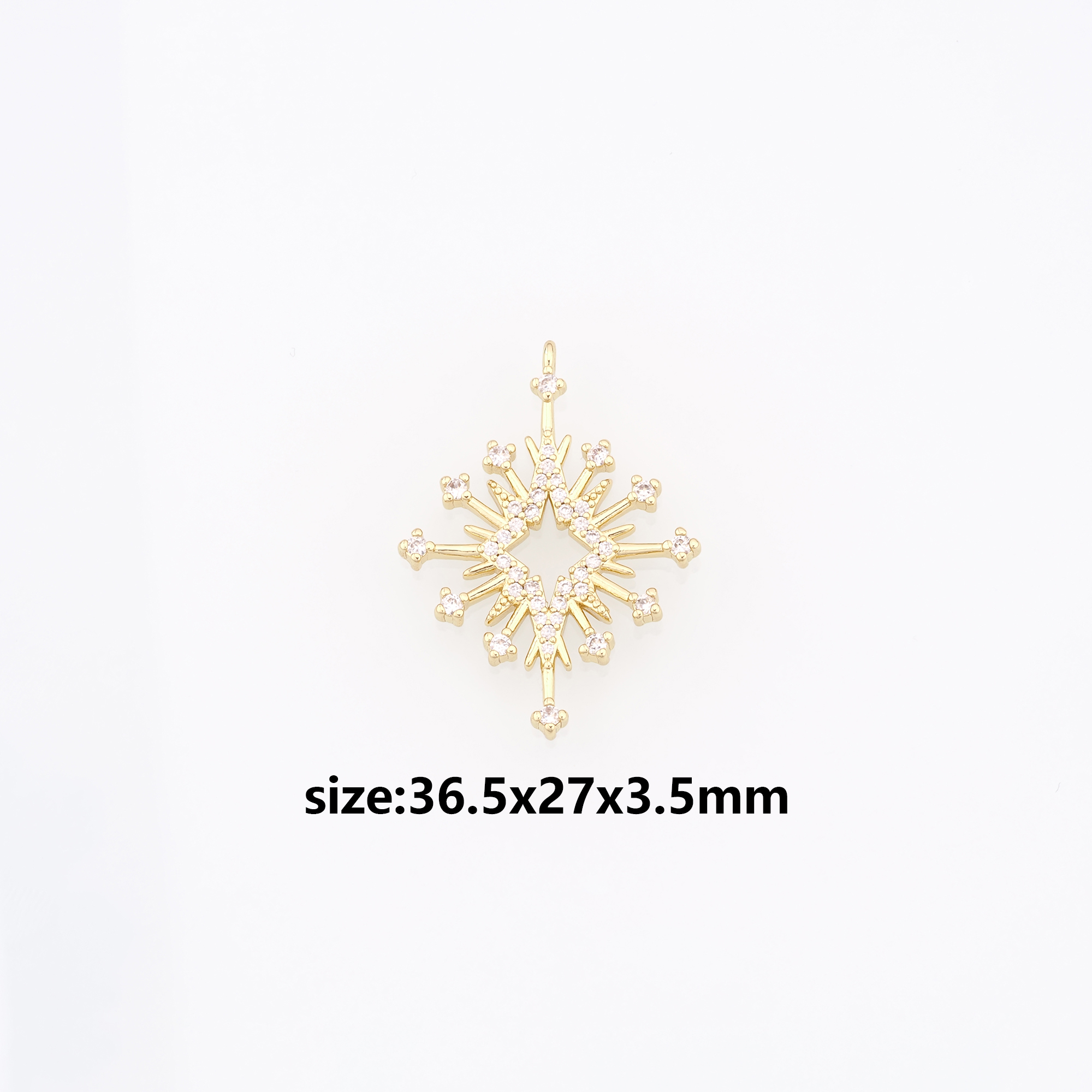 18K Gold Filled North Star Pendant,CZ Micro Pave Celestial Charm Earrings Necklace for DIY Jewelry Making Supply