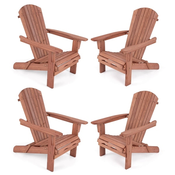 Costway Folding Adirondack Chair Set of 1/4 with High Backrest and Wide