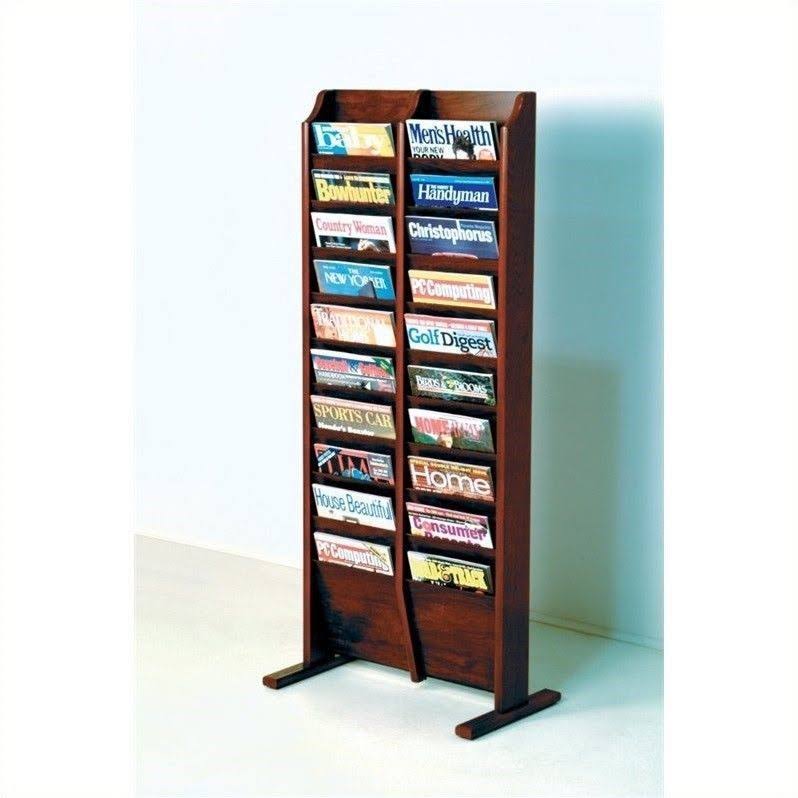 Wooden Mallet 20 Pocket Free Standing Magazine Rack; Dark Red Mahogany