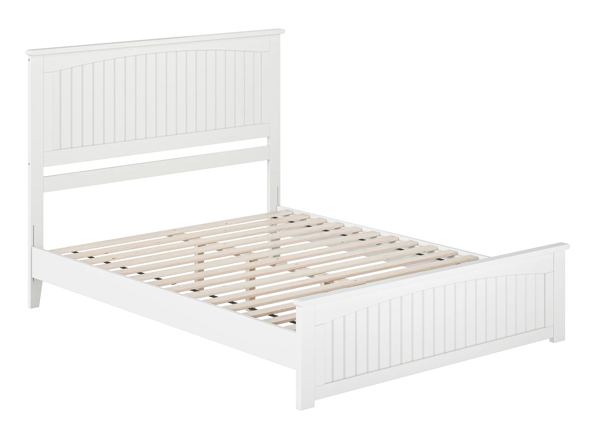 AFI Naples Queen Solid Wood Low Profile Platform Bed with Matching Footboard, White
